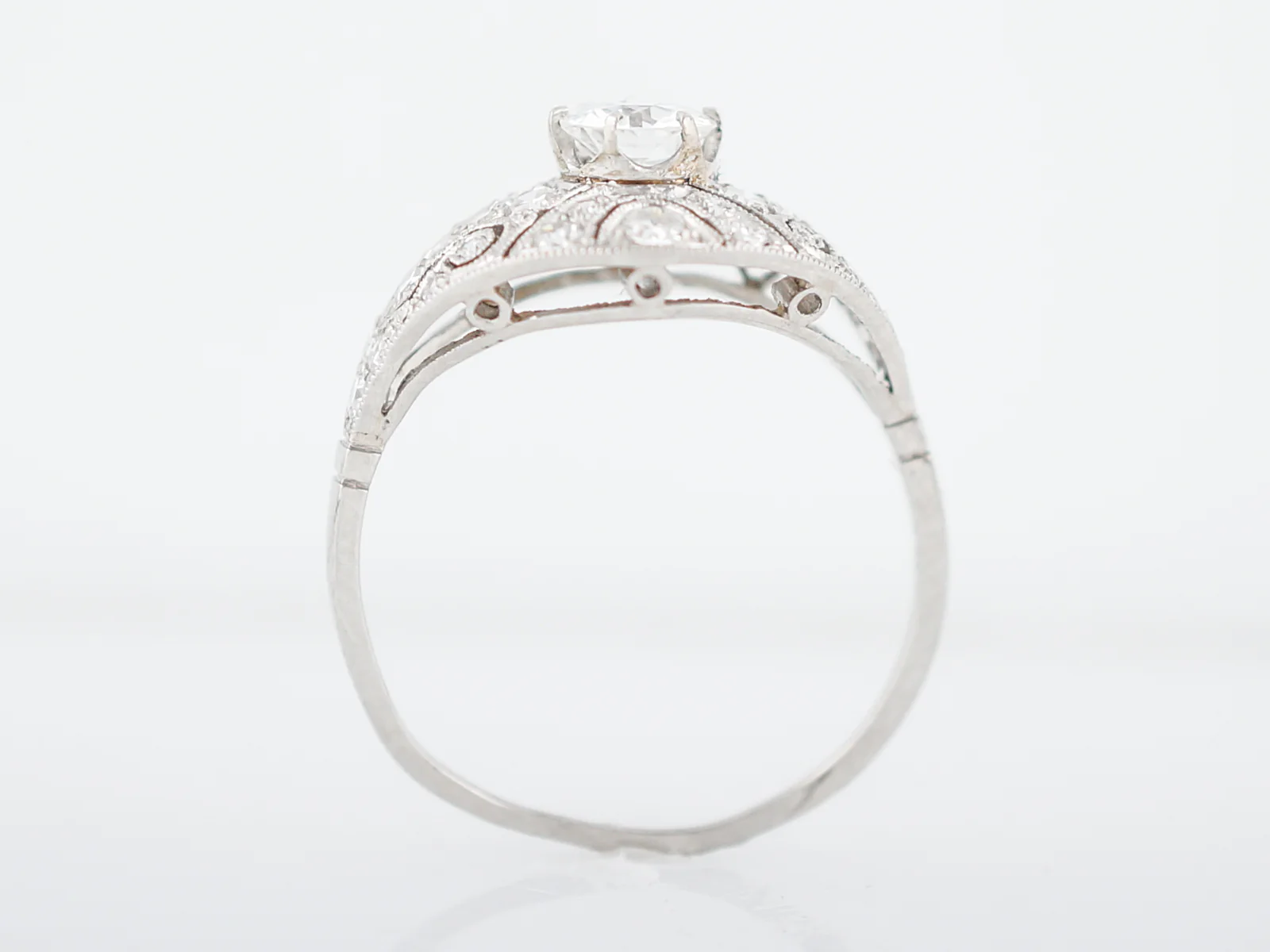 Engagement Ring Modern .38 Old European Cut Diamond in Platinum - Image 6