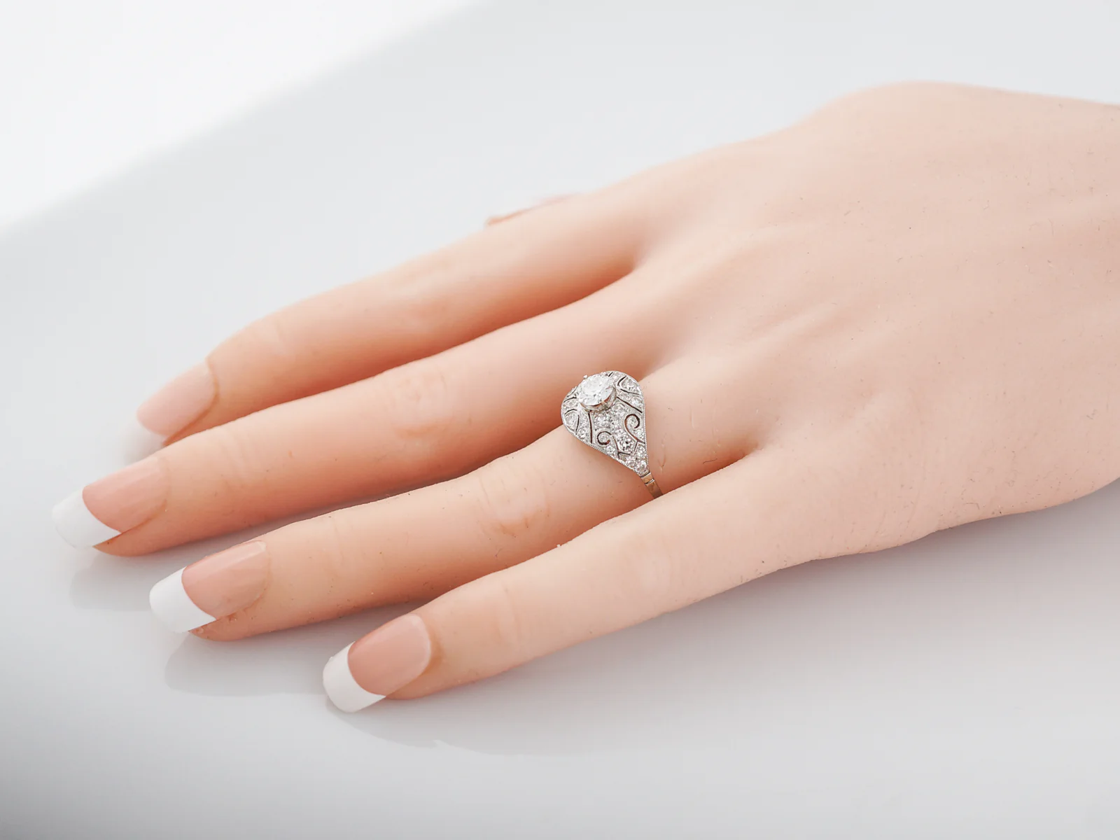 Engagement Ring Modern .38 Old European Cut Diamond in Platinum - Image 8