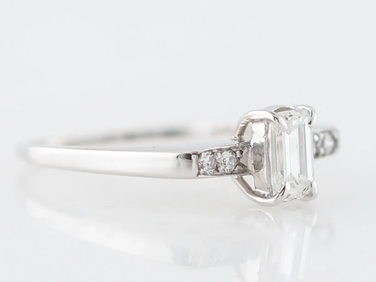 Engagement Ring Modern .40 Baguette Cut Diamond in 18k White Gold - Image 3