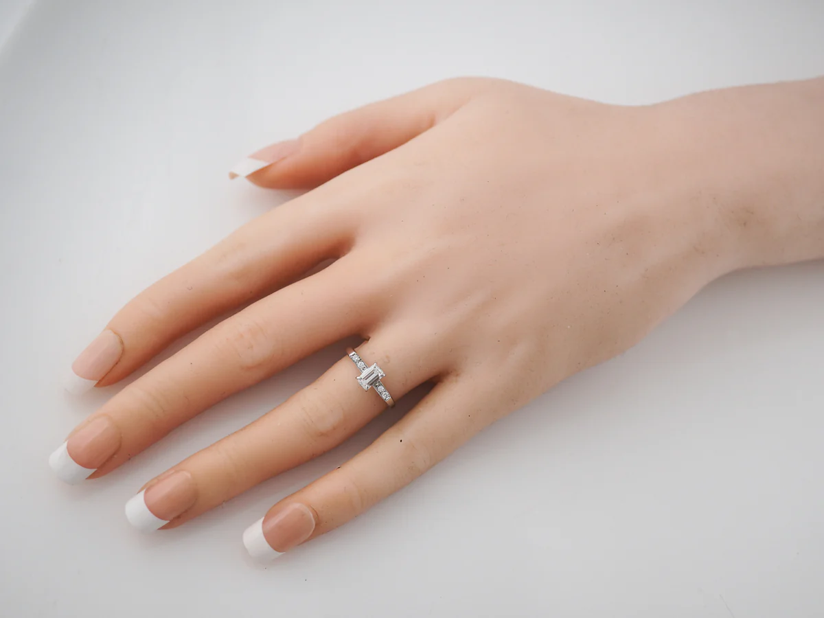 Engagement Ring Modern .40 Baguette Cut Diamond in 18k White Gold - Image 7