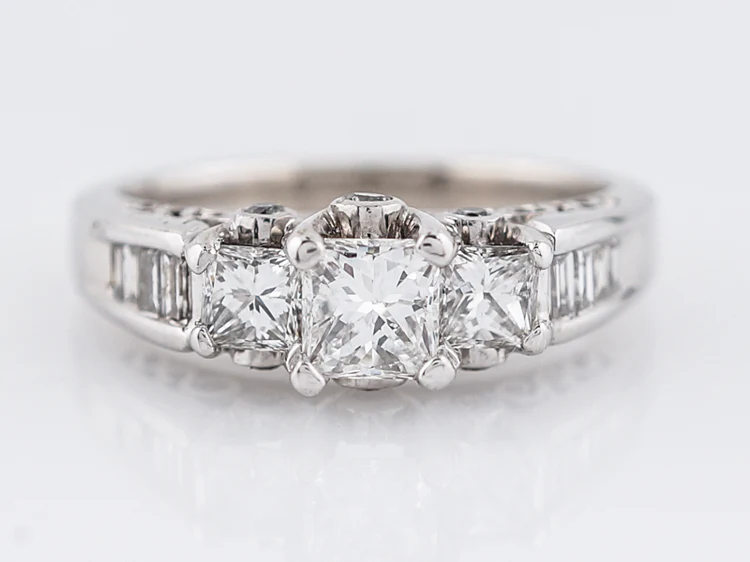 Engagement Ring Modern .42 Princess Cut Diamond in 14k White Gold