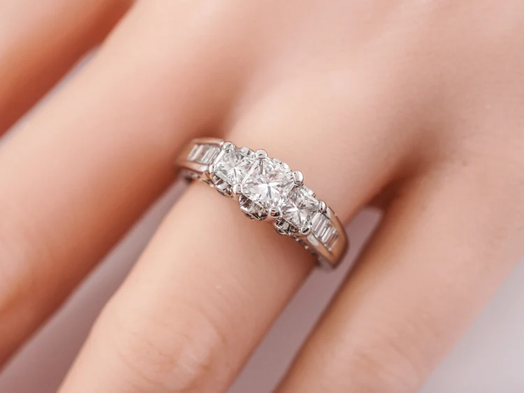 Engagement Ring Modern .42 Princess Cut Diamond in 14k White Gold - Image 6