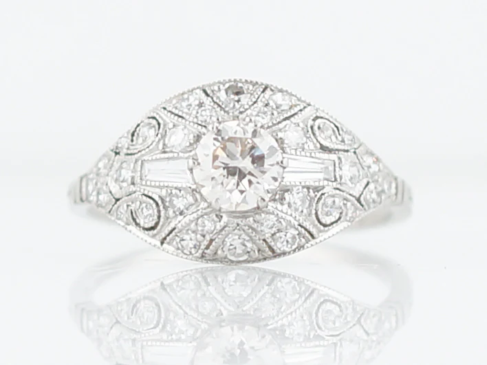 Engagement Ring Modern .47 Round Brilliant Cut Diamond in Platinum