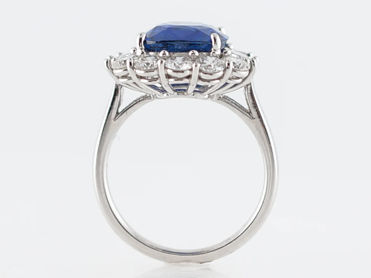 Engagement Ring Modern 5.40 Cushion Cut Sapphire in Platinum - Image 4