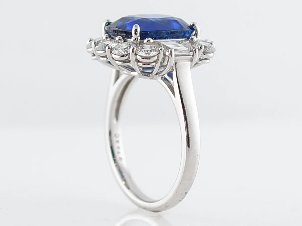 Engagement Ring Modern 5.40 Cushion Cut Sapphire in Platinum - Image 5