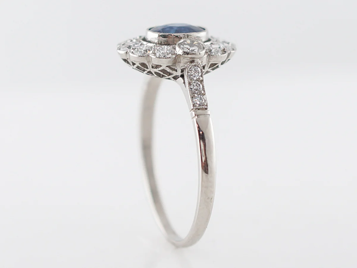 Engagement Ring Modern .50 Oval Cut Sapphire in Platinum - Image 4