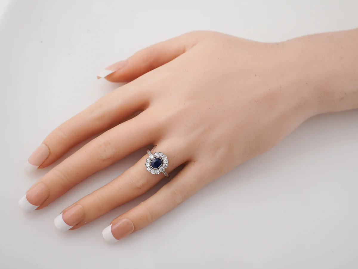Engagement Ring Modern .50 Oval Cut Sapphire in Platinum - Image 6