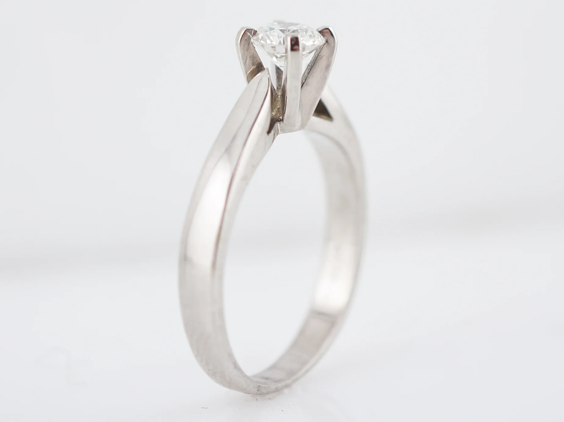 Engagement Ring Modern .50 Round Brilliant Cut Diamond in 18k White Gold - Image 5