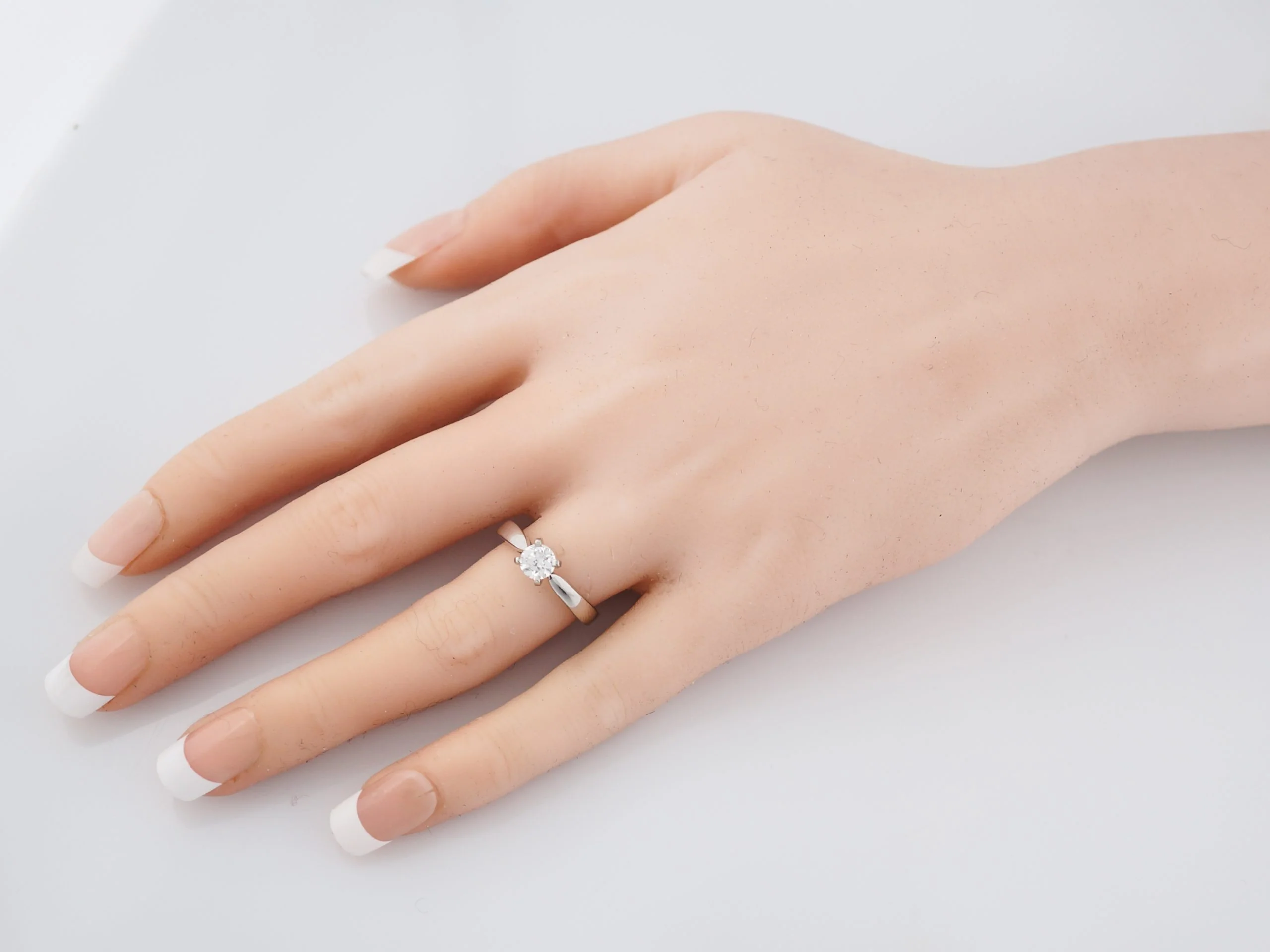 Engagement Ring Modern .50 Round Brilliant Cut Diamond in 18k White Gold - Image 7