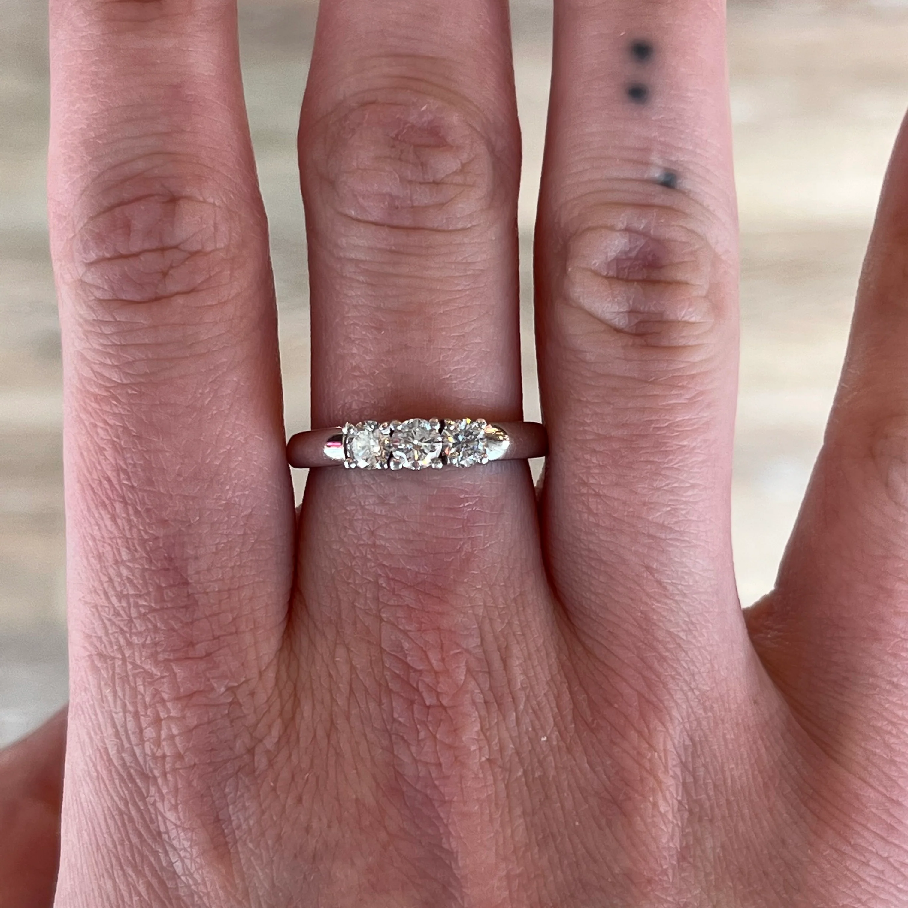 .51 Three Stone Diamond Engagement Ring in 14k White Gold - Image 6