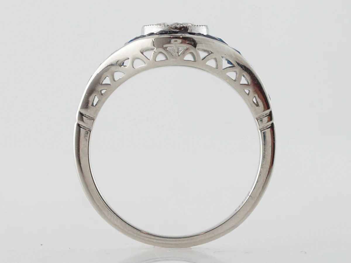 Engagement Ring Modern .63 Old European Cut Diamond & Sapphire in Platinum - Image 5