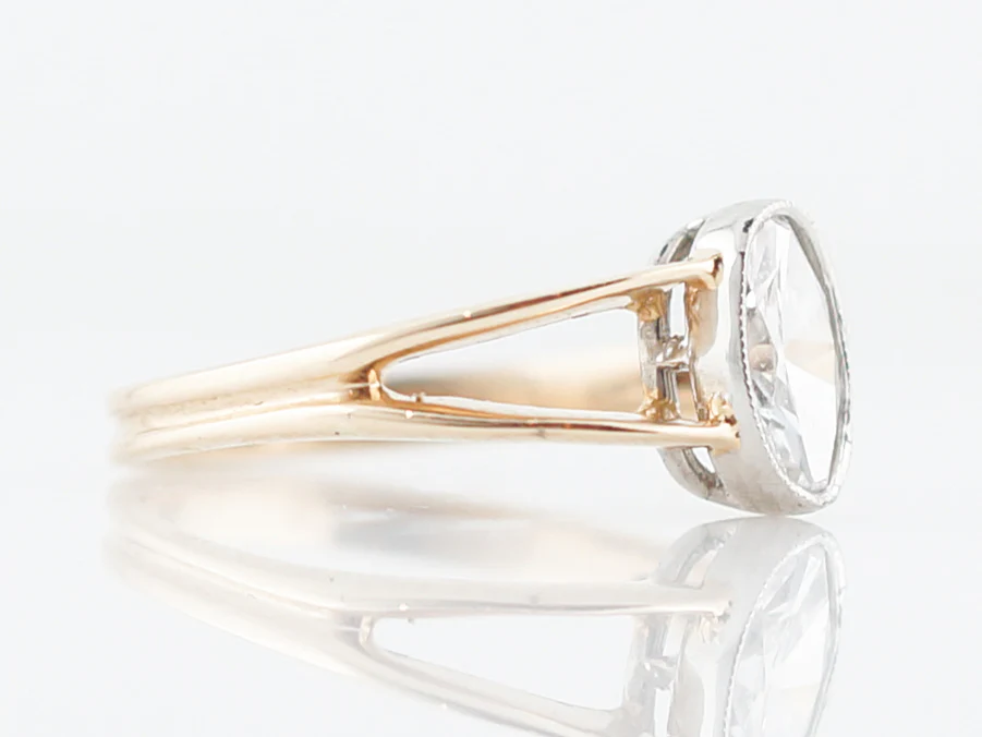 Engagement Ring Modern .63 Oval Cut Diamond in 14K Yellow Gold & Platinum - Image 4