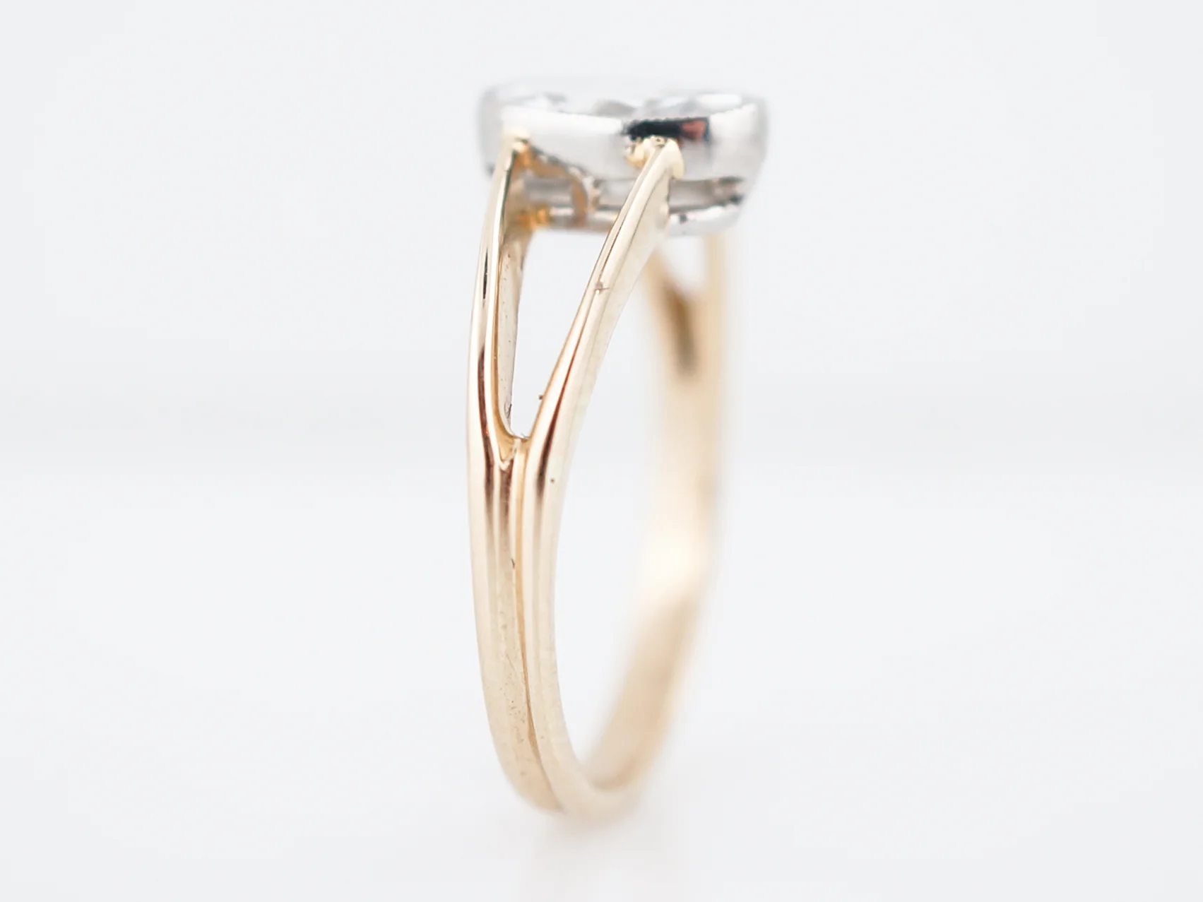 Engagement Ring Modern .63 Oval Cut Diamond in 14K Yellow Gold & Platinum - Image 6