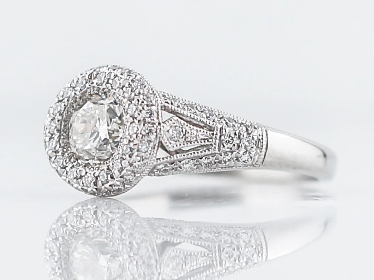 Engagement Ring Modern .64 Old European Cut Diamond in Platinum - Image 3