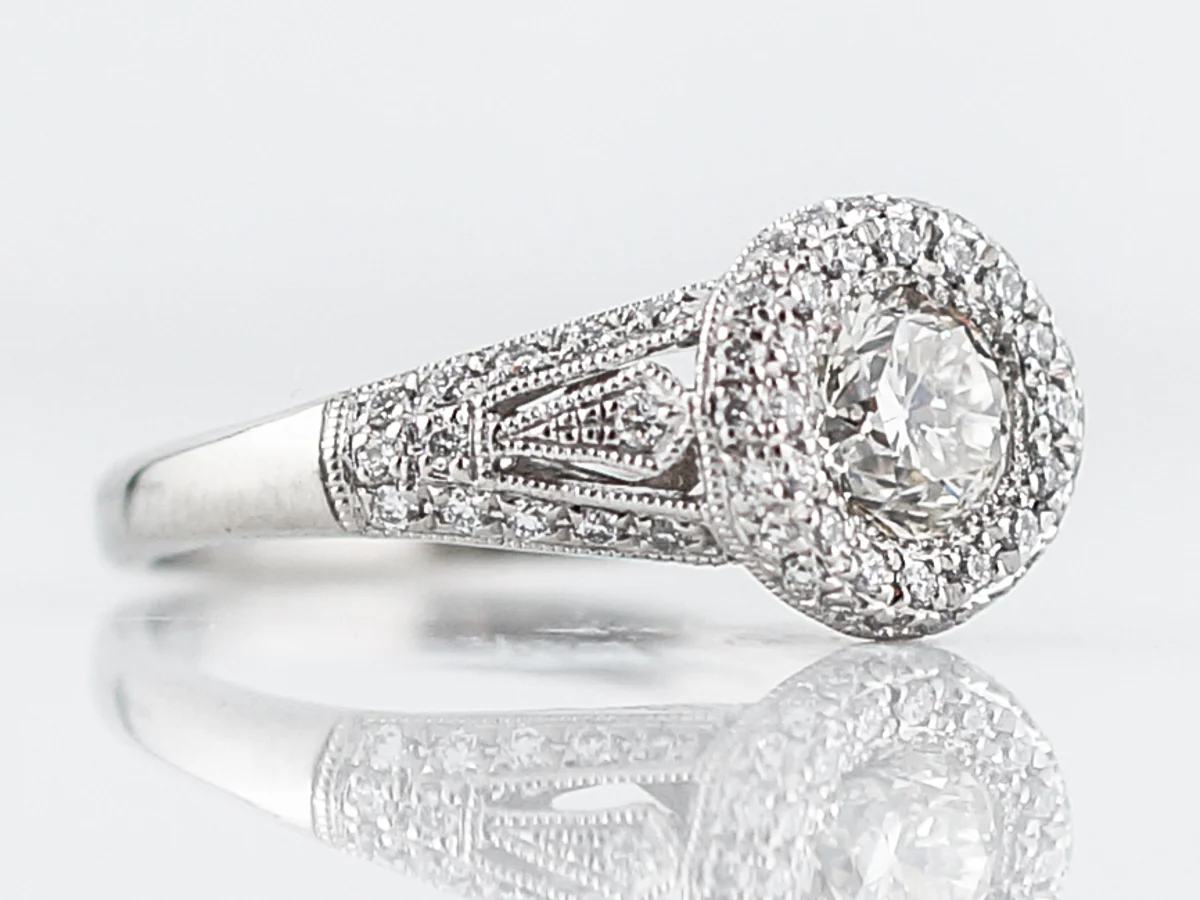 Engagement Ring Modern .64 Old European Cut Diamond in Platinum - Image 4