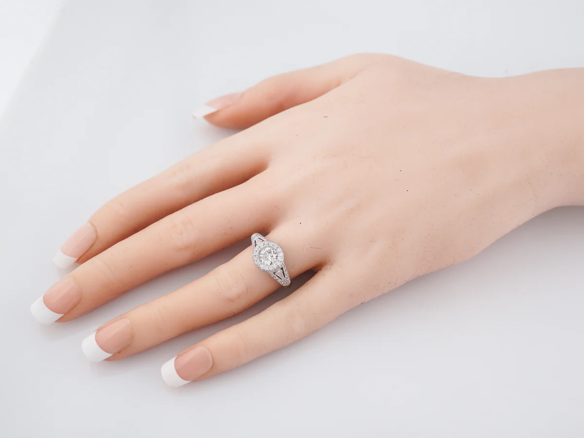 Engagement Ring Modern .64 Old European Cut Diamond in Platinum - Image 8