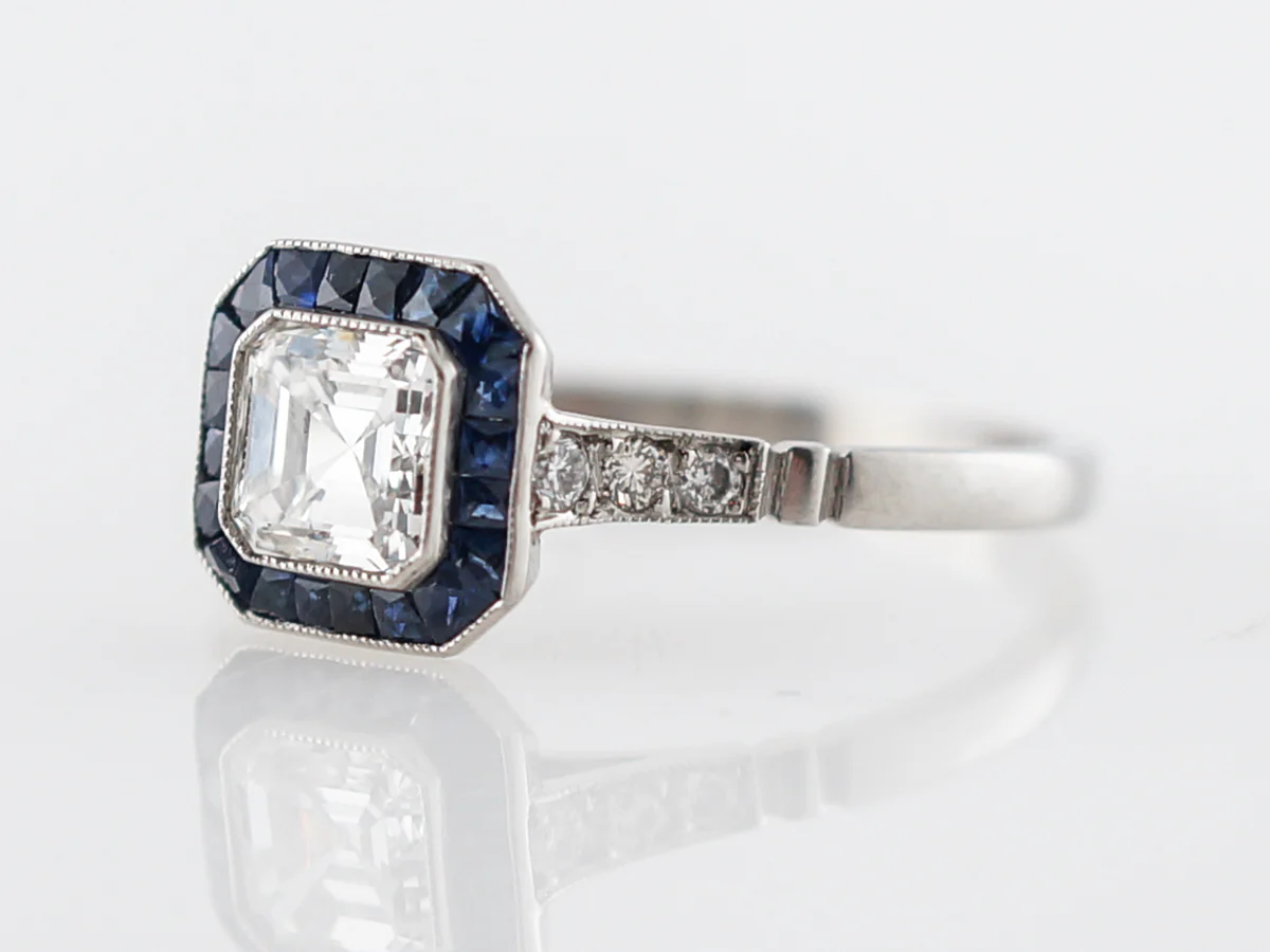 Engagement Ring Modern .66 Asscher Cut Diamond in Platinum - Image 2
