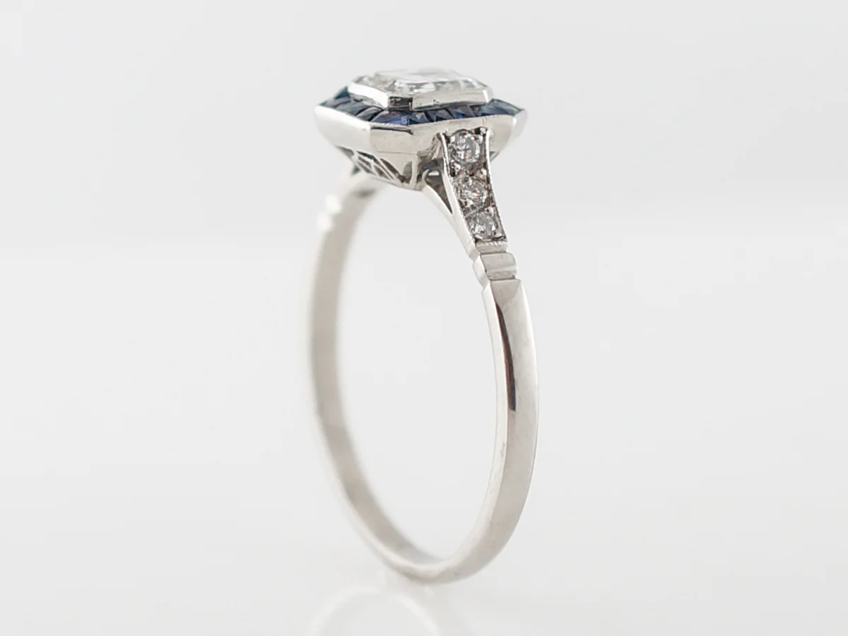 Engagement Ring Modern .66 Asscher Cut Diamond in Platinum - Image 5