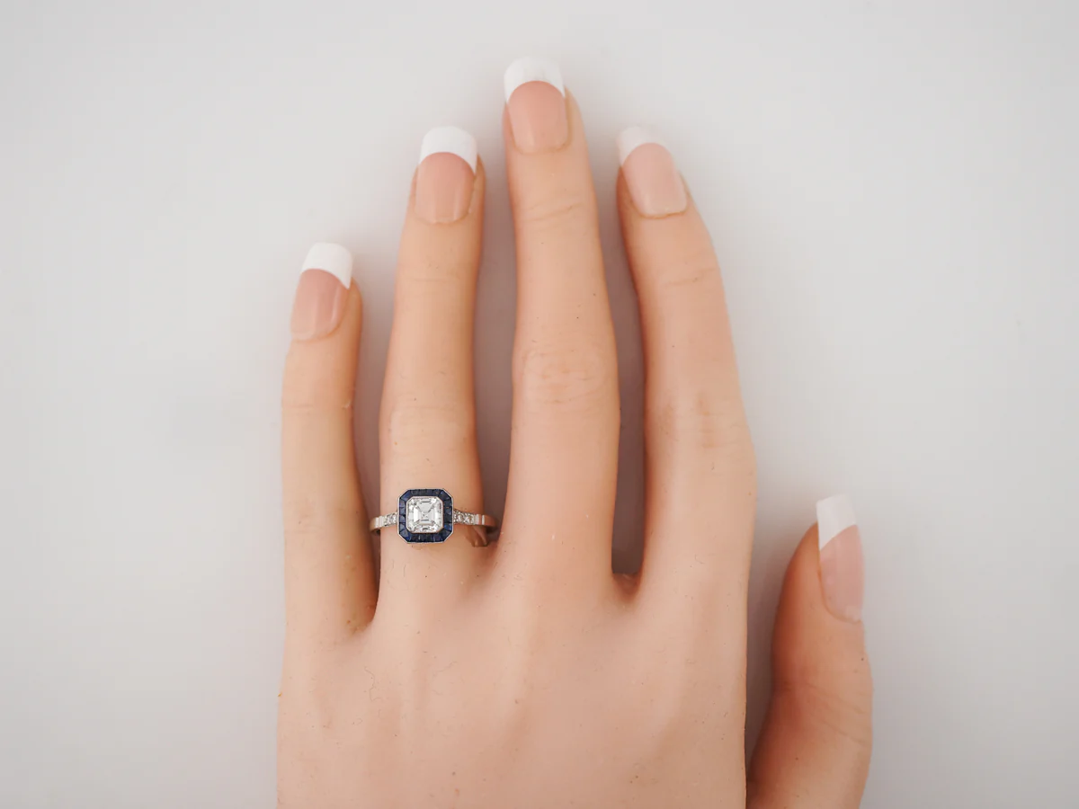Engagement Ring Modern .66 Asscher Cut Diamond in Platinum - Image 6