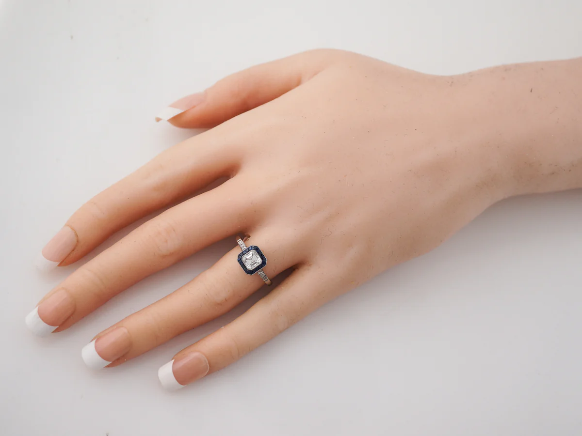 Engagement Ring Modern .66 Asscher Cut Diamond in Platinum - Image 7