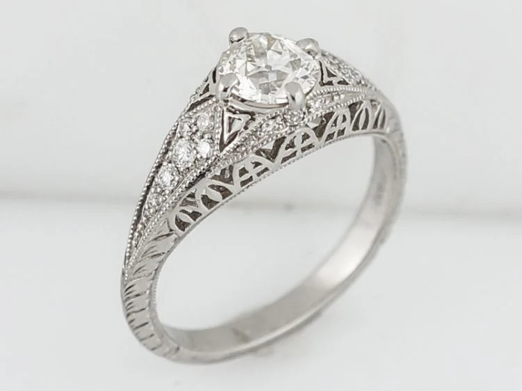 Engagement Ring Modern .68 Old European Cut Diamond in Platinum - Image 4