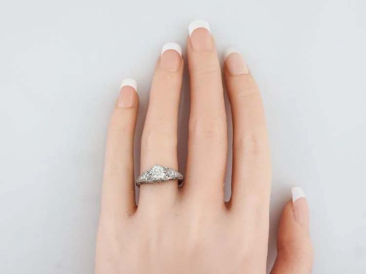 Engagement Ring Modern .68 Old European Cut Diamond in Platinum - Image 6