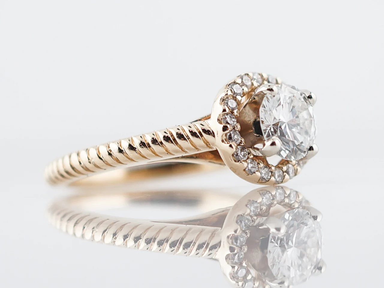 Engagement Ring Modern .70 Round Brilliant Cut Diamonds in 14K Yellow Gold - Image 2