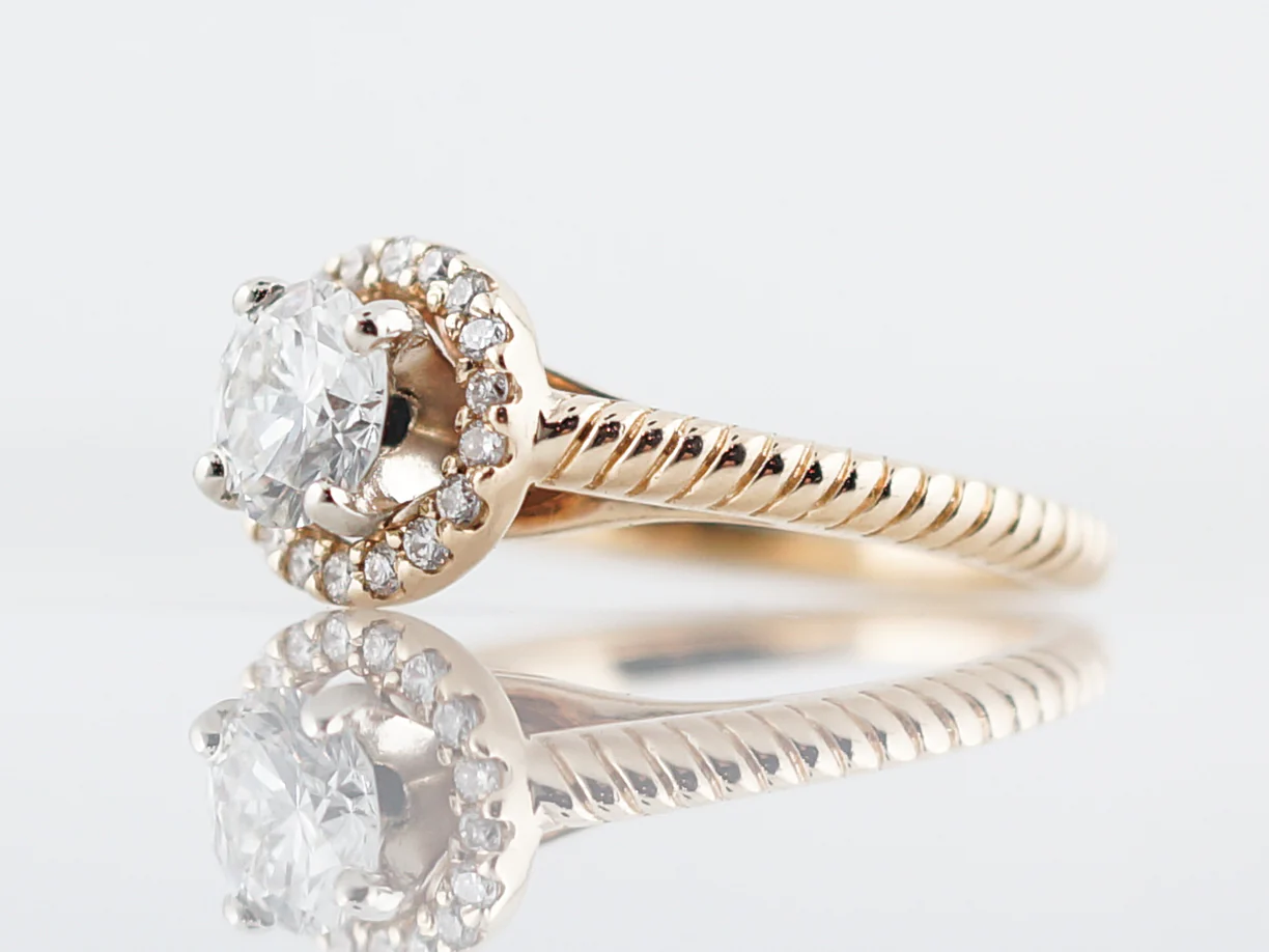 Engagement Ring Modern .70 Round Brilliant Cut Diamonds in 14K Yellow Gold - Image 3