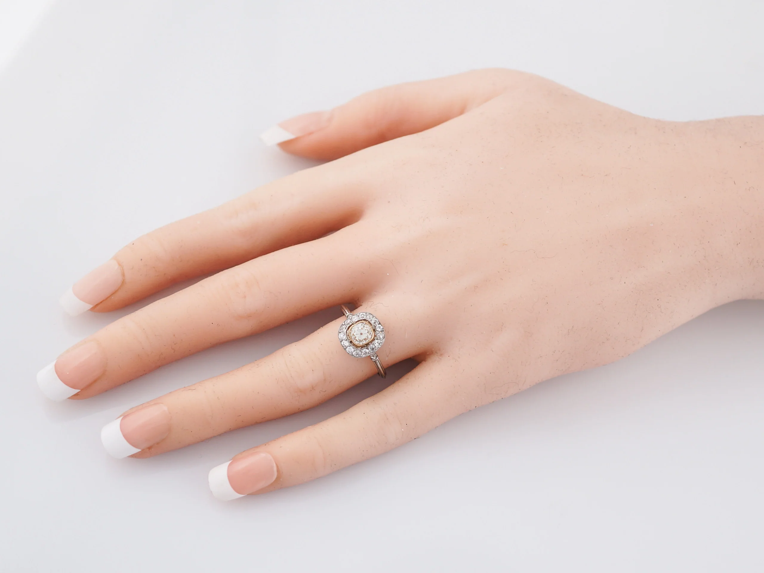 Engagement Ring Modern .72 Old Mine Cushion Cut Diamond in Platinum & 14k Rose Gold - Image 7