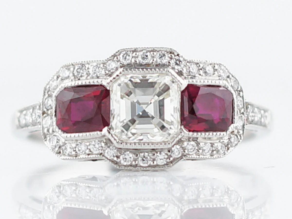 **RTV 1/10/19**Engagement Ring Modern .73 Asscher Cut Diamond in Platinum