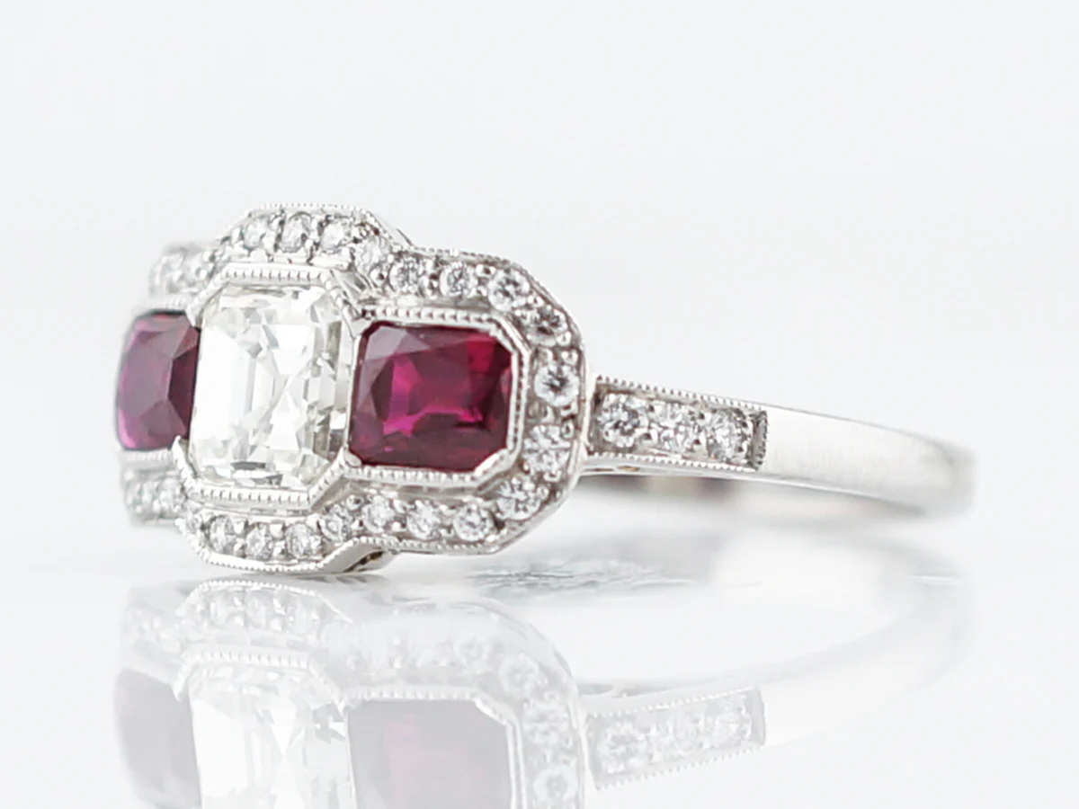 **RTV 1/10/19**Engagement Ring Modern .73 Asscher Cut Diamond in Platinum - Image 2