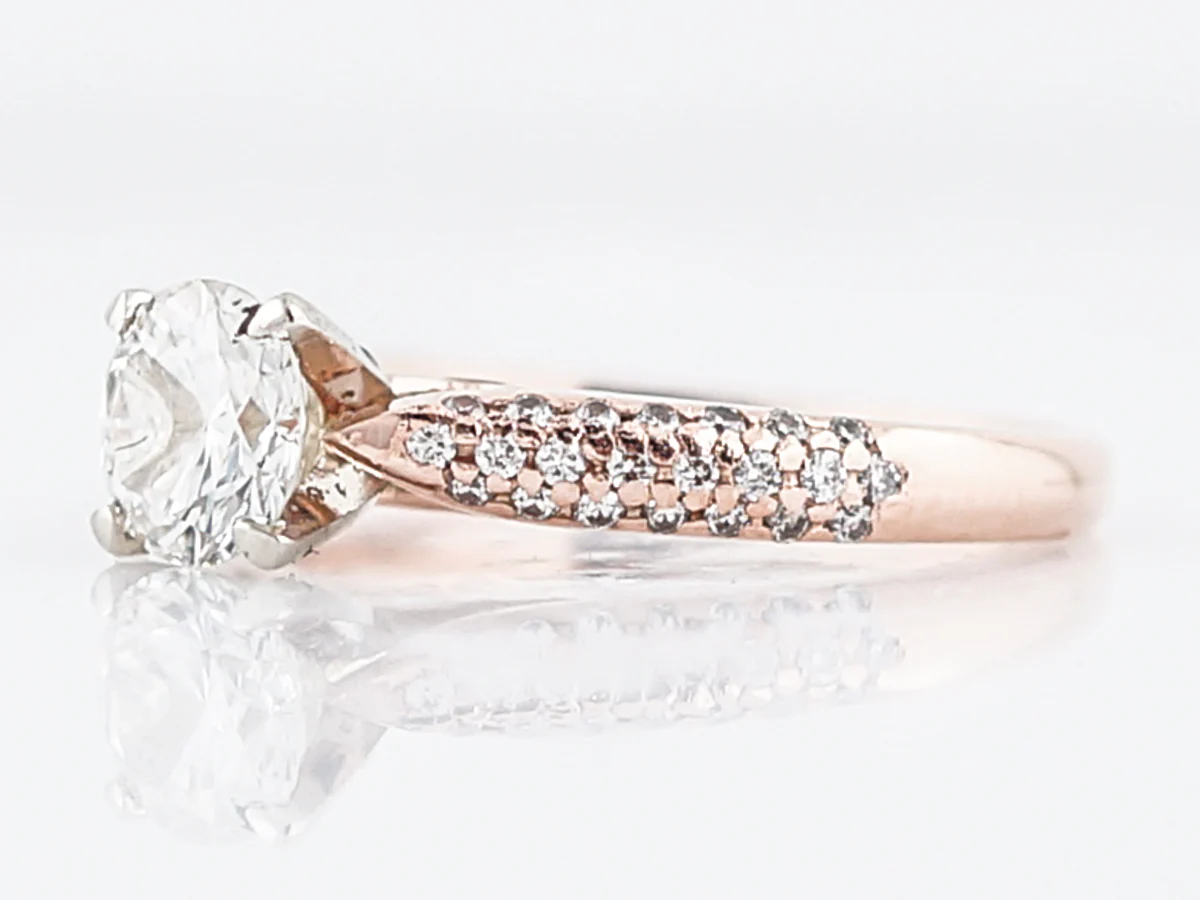Engagement Ring Modern .74 Old European Cut Diamond in 14k Rose & White Gold - Image 3