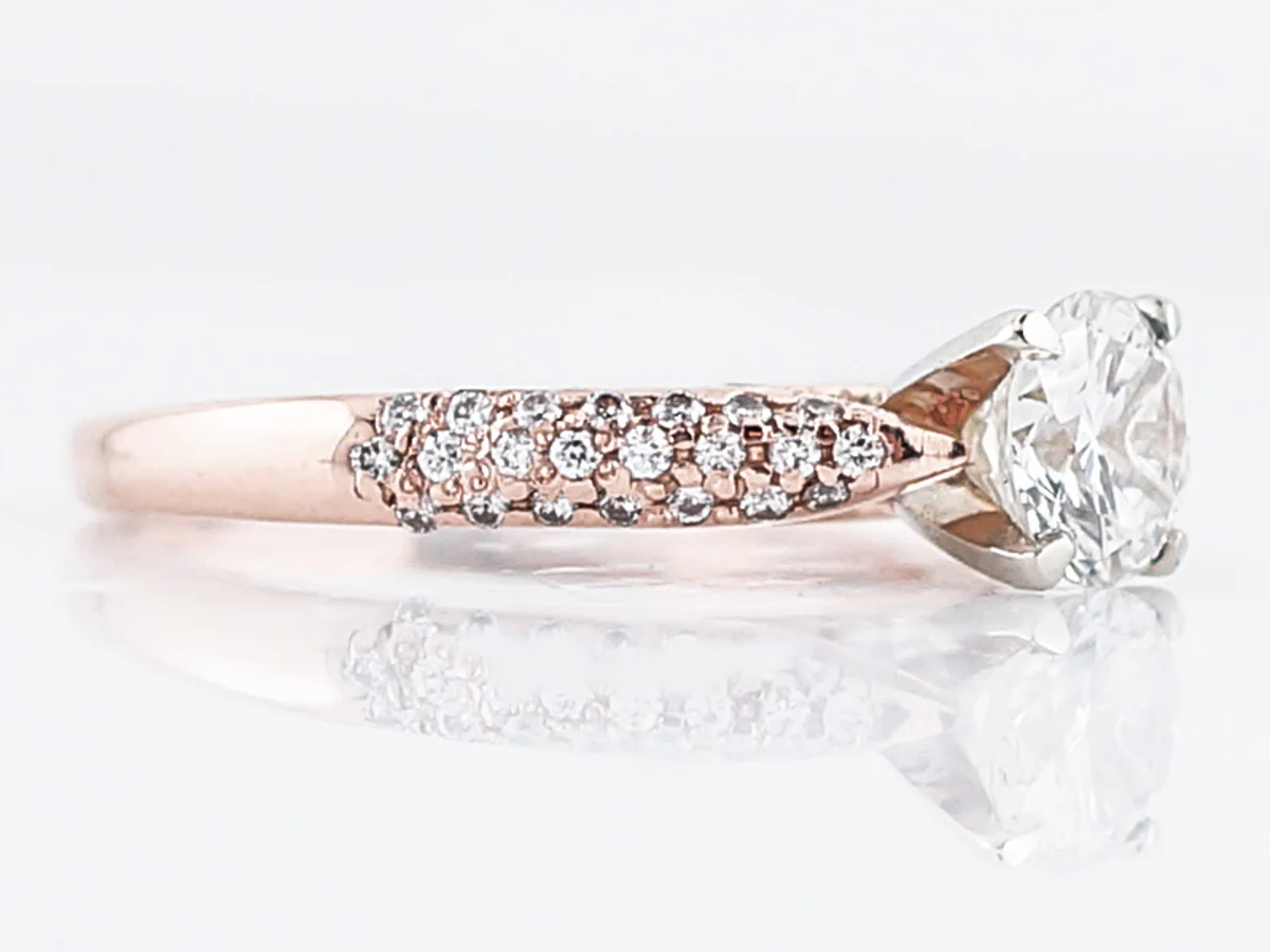 Engagement Ring Modern .74 Old European Cut Diamond in 14k Rose & White Gold - Image 4