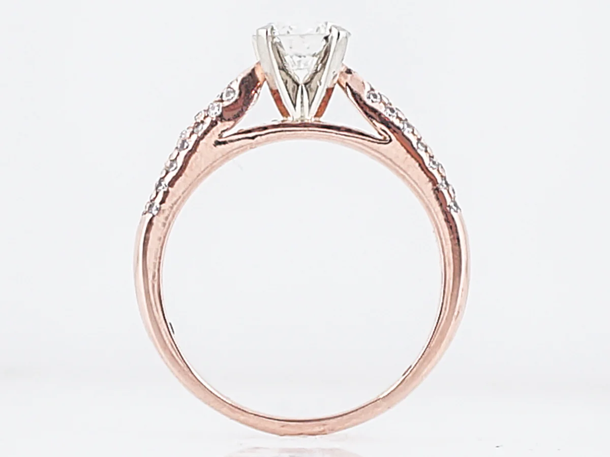 Engagement Ring Modern .74 Old European Cut Diamond in 14k Rose & White Gold - Image 5