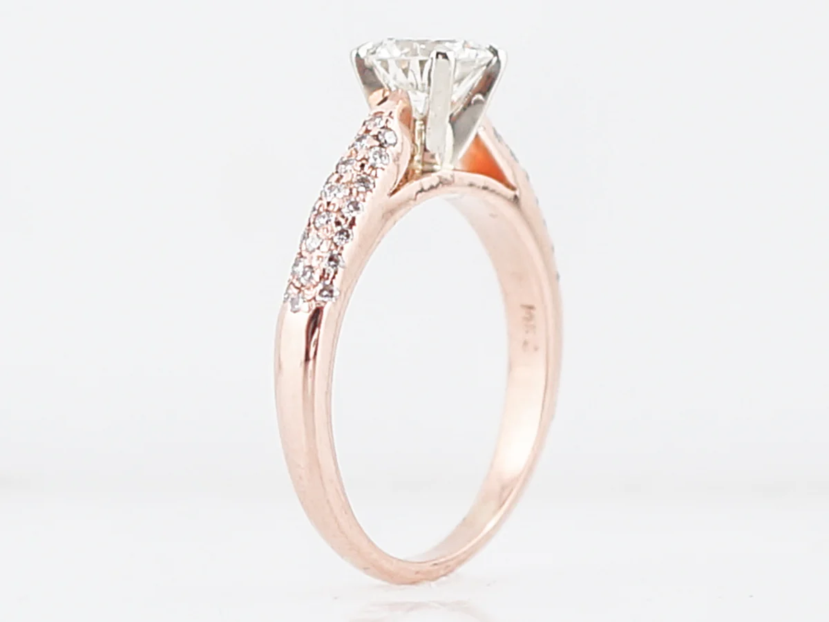 Engagement Ring Modern .74 Old European Cut Diamond in 14k Rose & White Gold - Image 6
