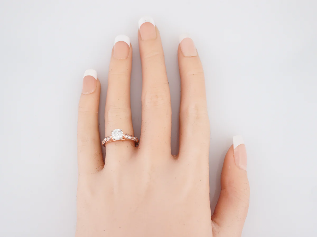 Engagement Ring Modern .74 Old European Cut Diamond in 14k Rose & White Gold - Image 7