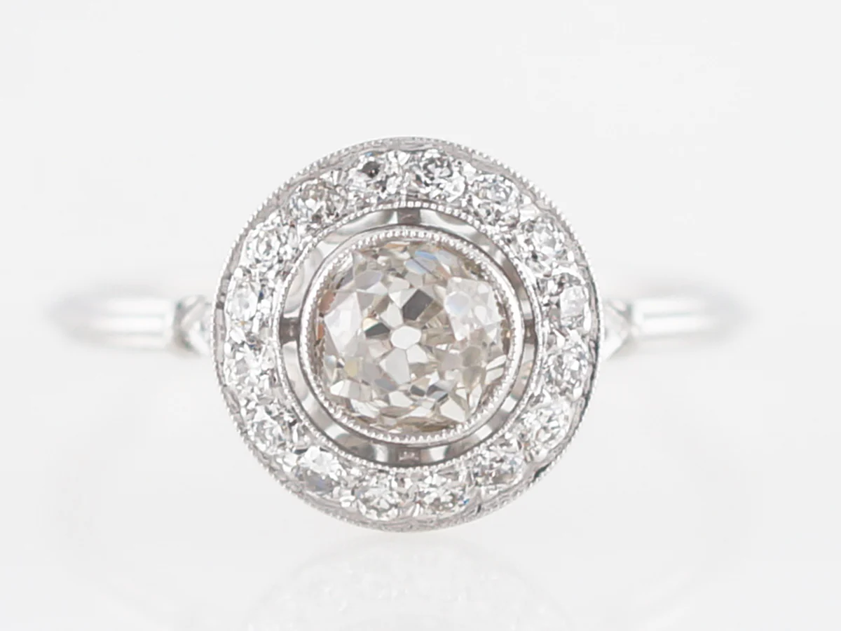 **RTV 1/9/19**Engagement Ring Modern .78 Old Mine Cut Diamond in Platinum