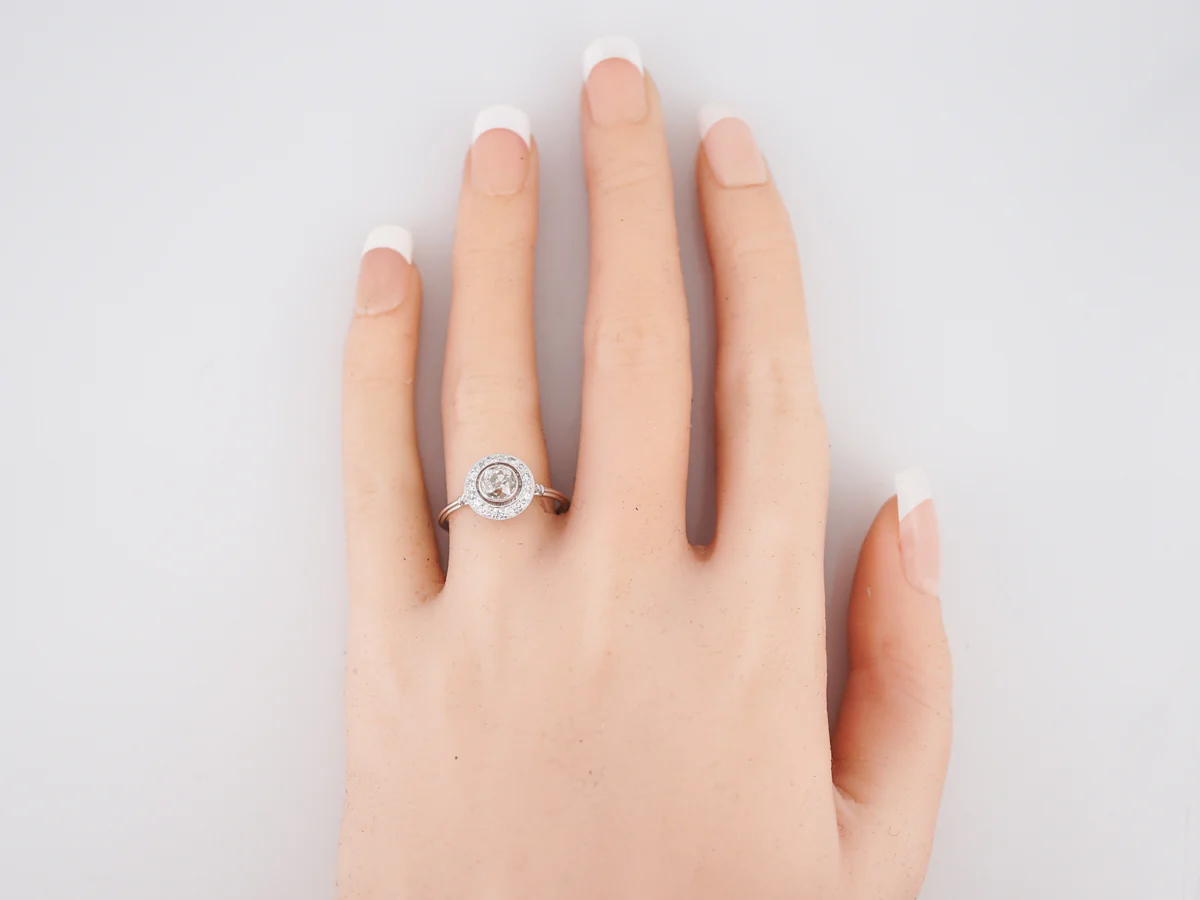 **RTV 1/9/19**Engagement Ring Modern .78 Old Mine Cut Diamond in Platinum - Image 6