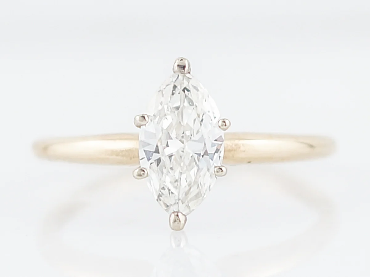 Engagement Ring Modern .82 Marquise Cut Diamond in 14k Yellow Gold