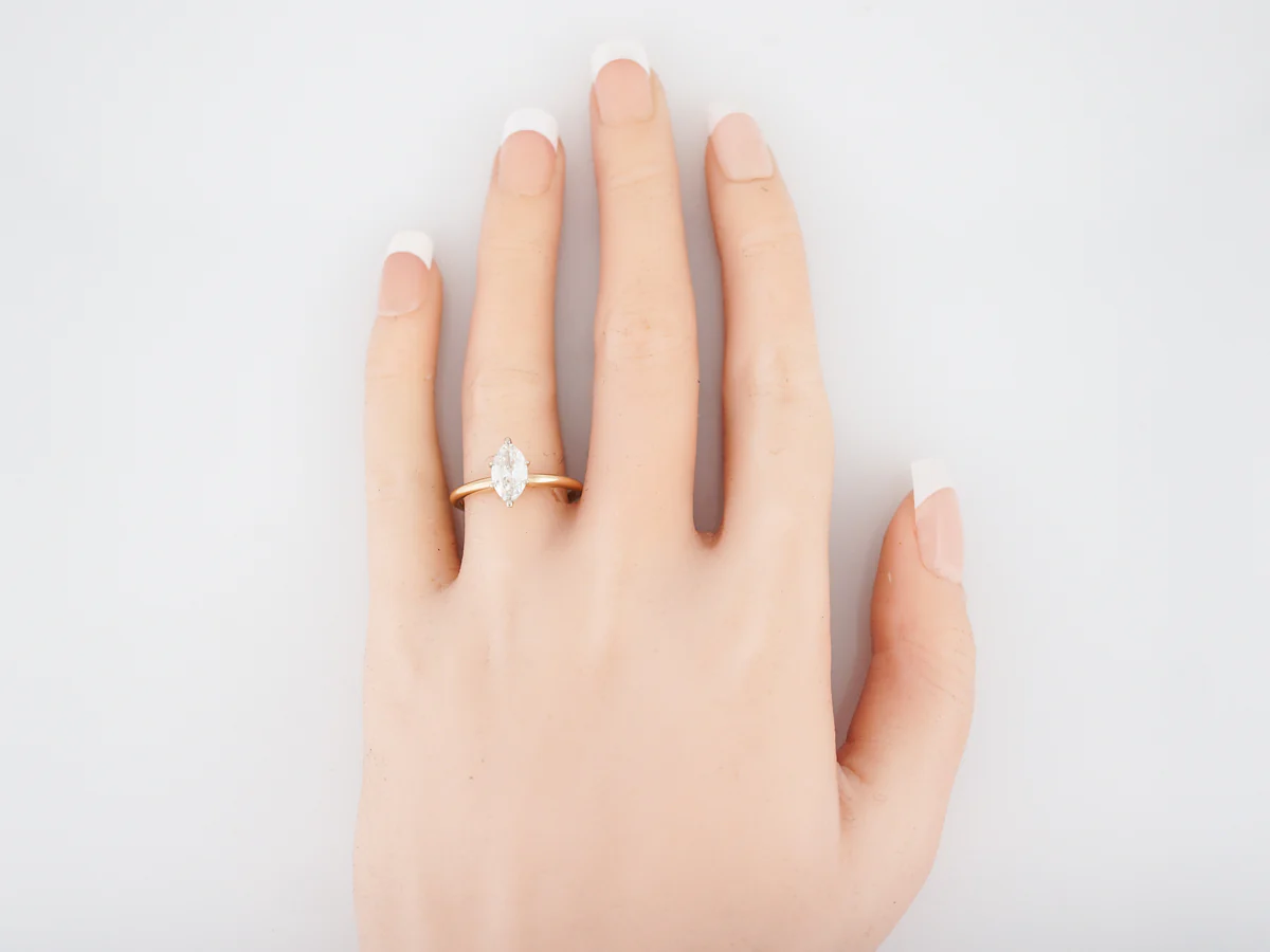 Engagement Ring Modern .82 Marquise Cut Diamond in 14k Yellow Gold - Image 6