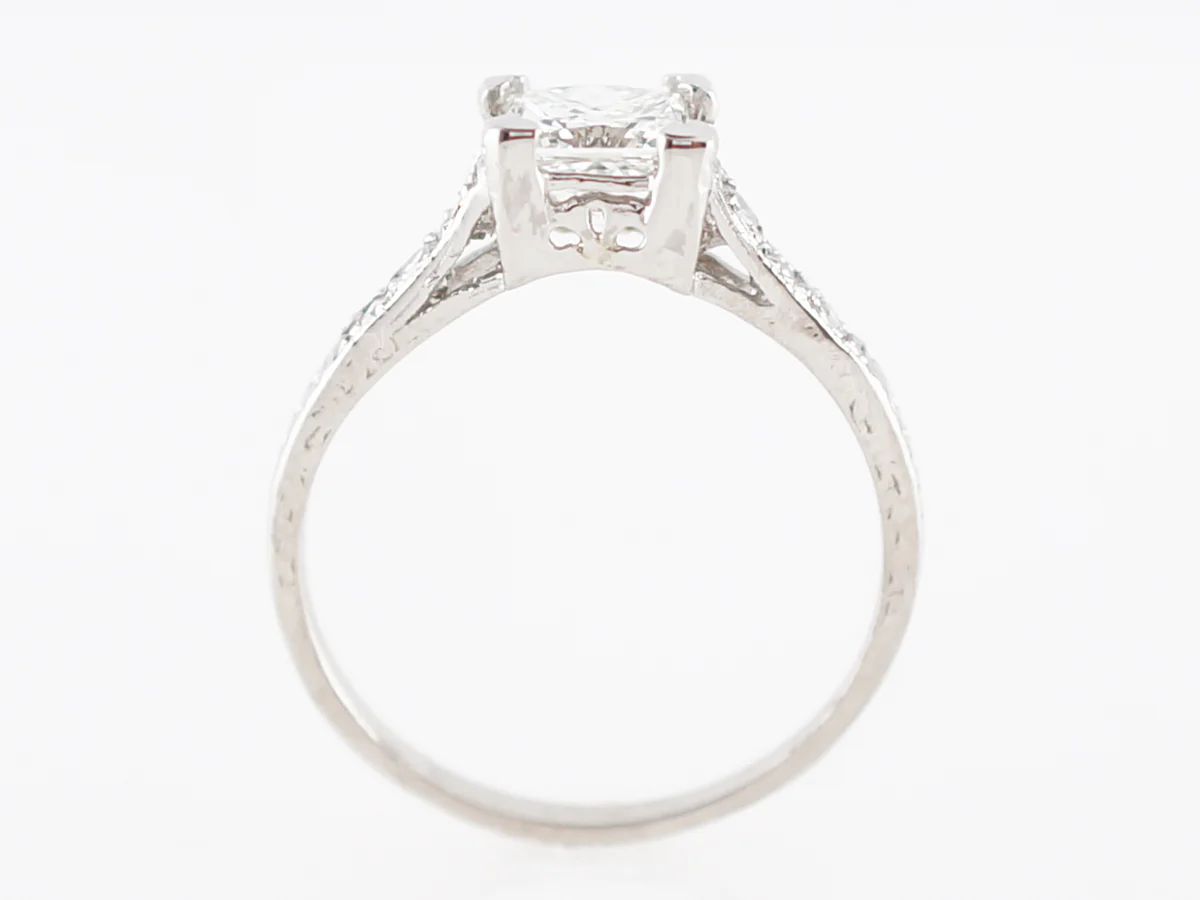 Engagement Ring Modern .82 Princess Cut Diamond in Platinum - Image 4