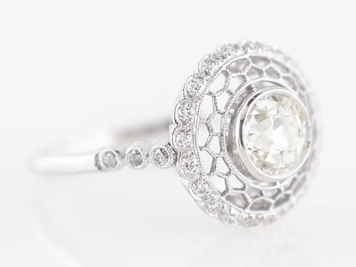 Engagement Ring Modern .87 Old European Cut Diamond in Platinum - Image 3