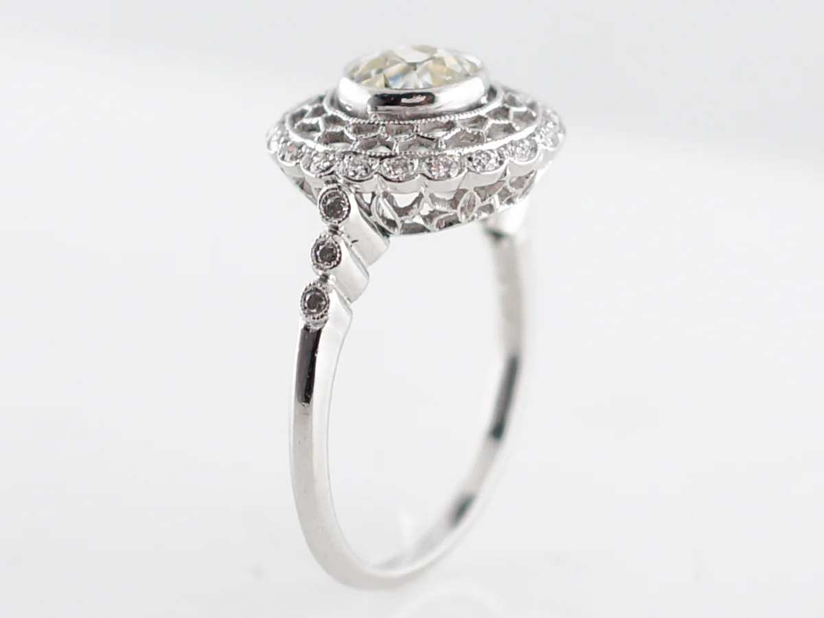 Engagement Ring Modern .87 Old European Cut Diamond in Platinum - Image 5