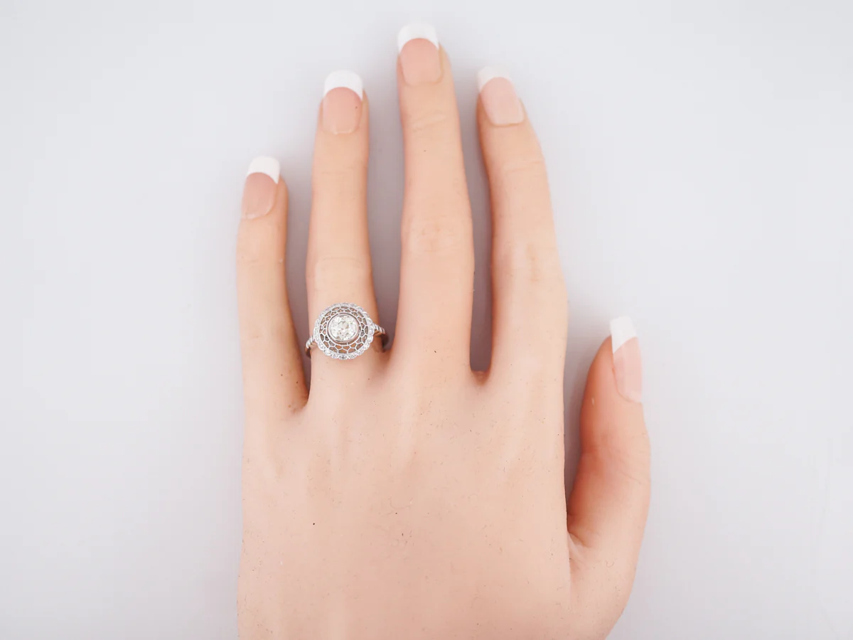 Engagement Ring Modern .87 Old European Cut Diamond in Platinum - Image 7