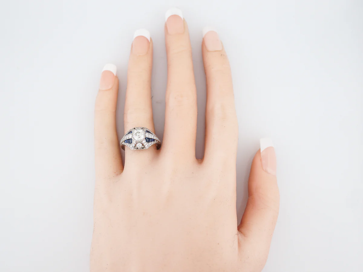 ***RTV***Engagement Ring Modern .93 Old European Cut Diamond in Platinum - Image 6