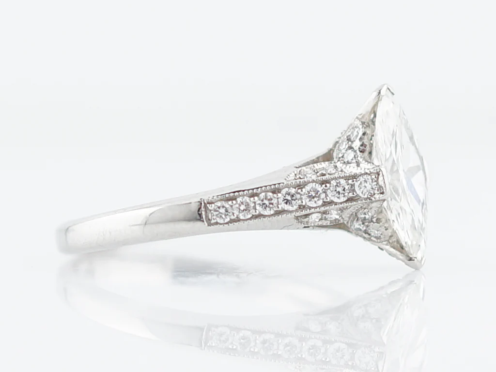Engagement Ring Modern .97 Marquis Cut Diamond in Platinum - Image 3