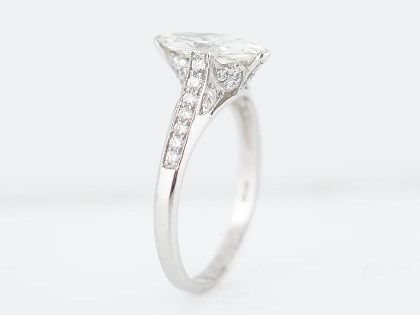 Engagement Ring Modern .97 Marquis Cut Diamond in Platinum - Image 4