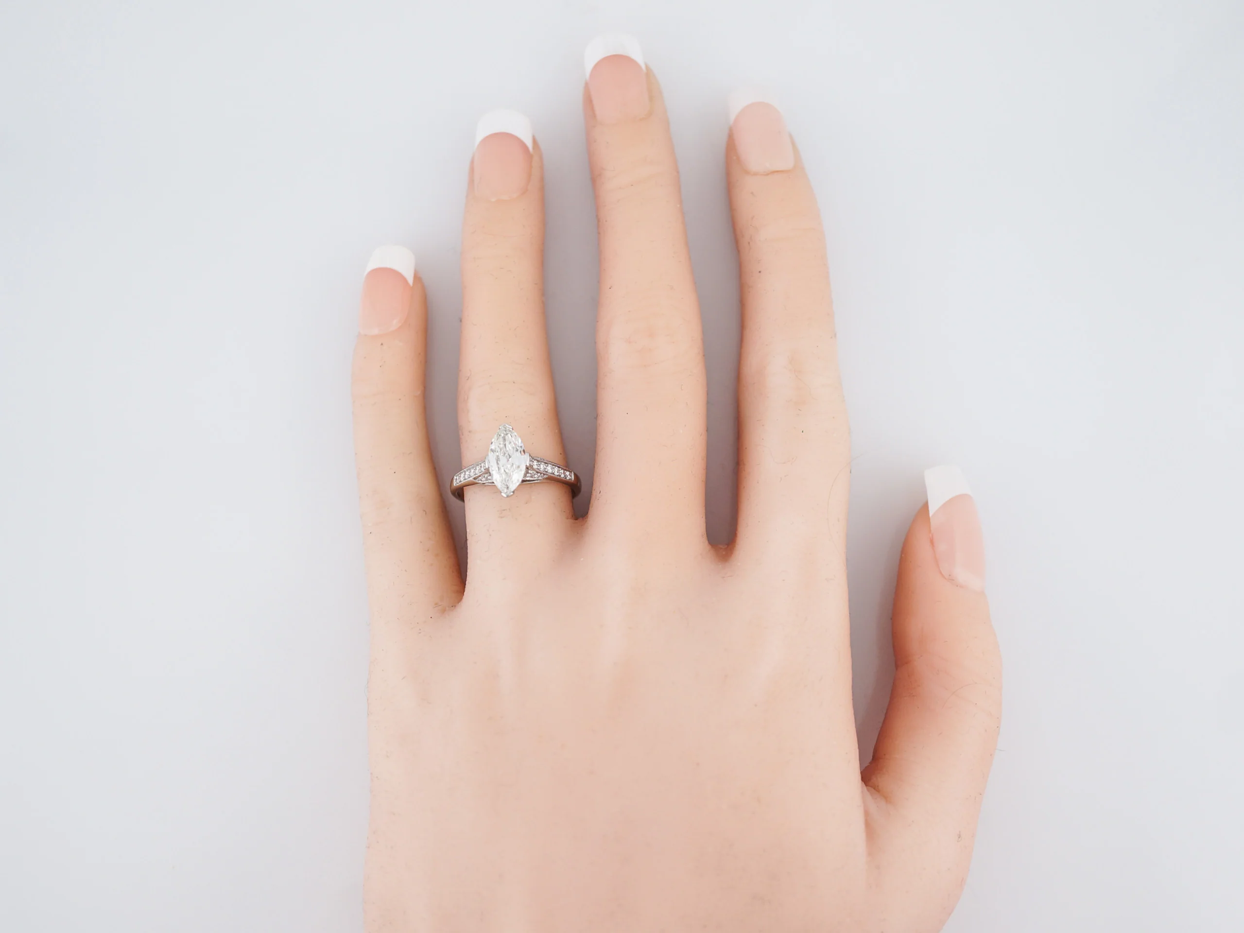 Engagement Ring Modern .97 Marquis Cut Diamond in Platinum - Image 5