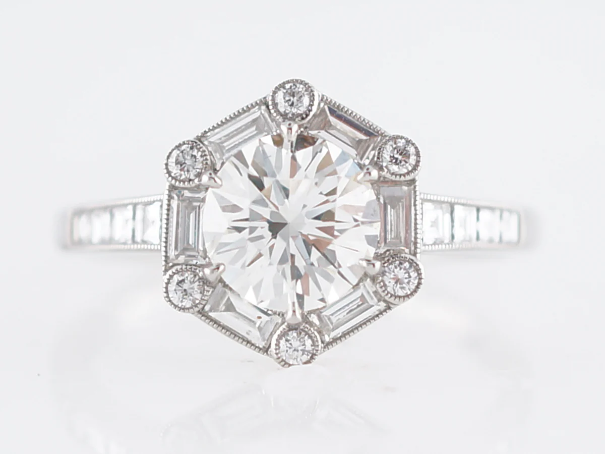 Engagement Ring Modern .98 Round Brilliant Cut Diamond in Platinum - Image 2