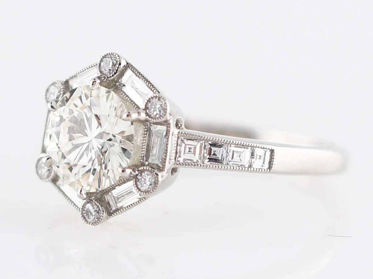 Engagement Ring Modern .98 Round Brilliant Cut Diamond in Platinum - Image 3